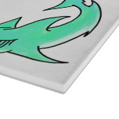 Planche À Découper dessin souriant requin menthe bleu vert océan anim (Coin)