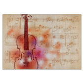 Planche À Découper Dessin sur l'arrière - plan d'aquarelle du violon (Devant)