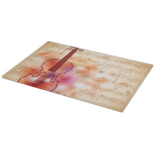 Planche À Découper Dessin sur l'arrière - plan d'aquarelle du violon
