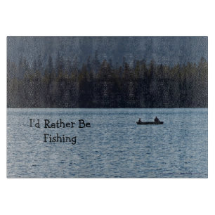 Planche À Découper Deux Fishermen à Boat on Lake Glass