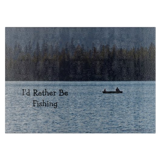 Planche À Découper Deux Fishermen à Boat on Lake Glass (Devant)