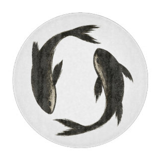 Planche À Découper Deux Koi - Poisson en pinceau d'encre