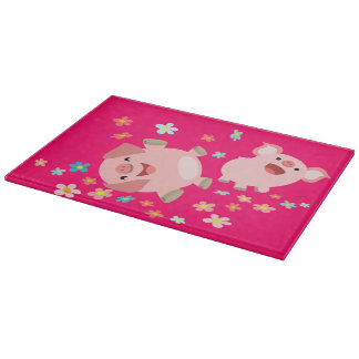 Planche À Découper Deux mignons cochons en carton au printemps