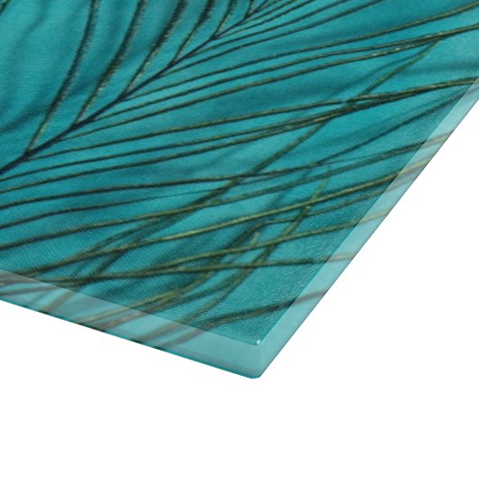 Planche À Découper Deux plumes de paon d'Aqua (Coin)