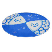 Planche À Découper Deux Poissons Bleu Blanc Abstrait Motif (Coin)