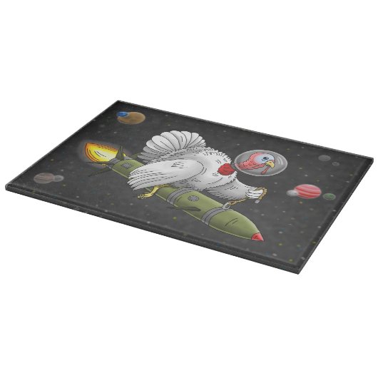 Planche À Découper Dindon de fusée de Thanksgiving (Coin)