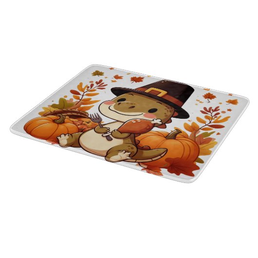 Planche À Découper Dinosaur de Thanksgiving mignon (Coin)