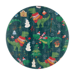 Planche À Découper Dinosaur T-Rex : Nouvel An de Noël.