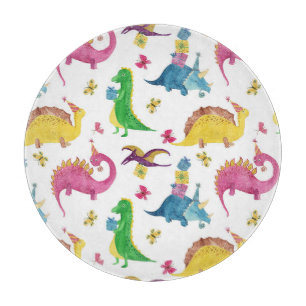 Planche À Découper Dinosaure party : motif aquarelle.