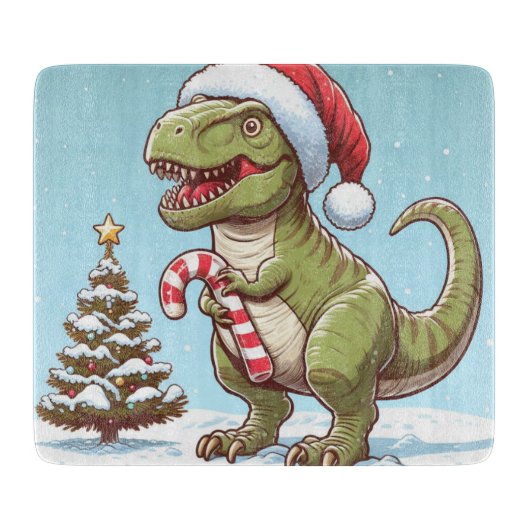 Planche À Découper Dinosaure sucre de canne de Noël mignon (Devant)