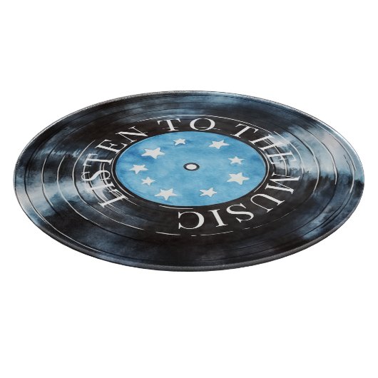 Planche À Découper Disque musical Aqua Blue Black (Coin)