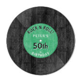 Planche À Découper Disque Vinyle Rétro Rock N Roll Vert Anniversaire (Devant)