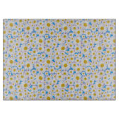 Planche À Découper Ditzy Daisies sur Blue Custom Glass Cutboard (Devant)