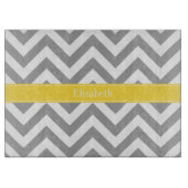 Planche À Découper Dk Gray White LG Chevron Pineapple Nom monogram (Devant)