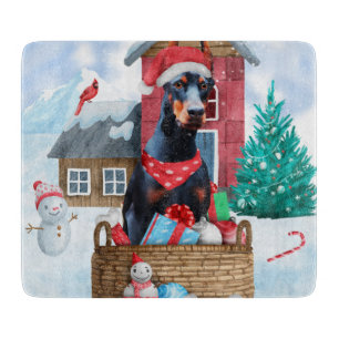 Planche À Découper Doberman Chien dans la neige Maison de Chien de No