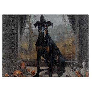 Planche À Découper Doberman Citrouille Halloween effroi
