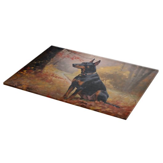 Planche À Découper Doberman en automne Feuilles automne Inspire (Coin)