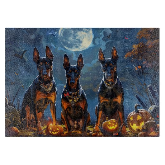 Planche À Découper Doberman Halloween Éffrayant (Devant)
