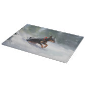 Planche À Découper Doberman Pinscher Noël neige hiver (Coin)