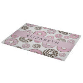 Planche À Découper Donuts Roses, Donuts Blancs, Sprinkings, Votre Nom (Coin)