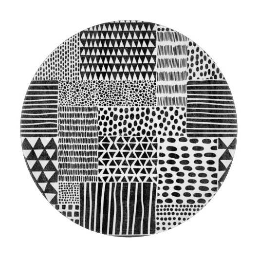 Planche À Découper Doodle noir blanc : Ethnic Seamless (Devant)