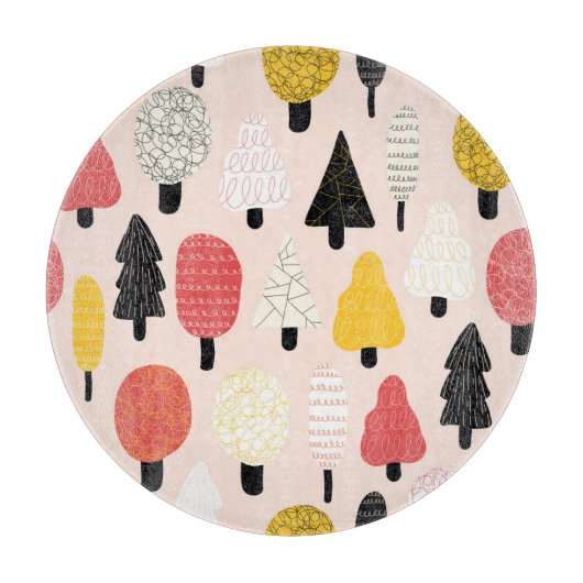 Planche À Découper Doodle Trees : Nature Vintage, Abstraite. (Devant)