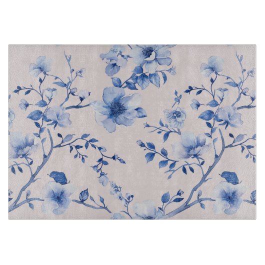 Planche À Découper Douce Touche Florale Bleue de Mariage (Devant)