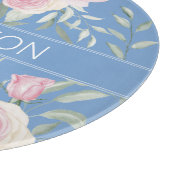 Planche À Découper Douces Roses Bleu Clair Rose Famille Nom (Coin)