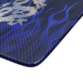 Planche À Découper Dragon Bleu dans Chrome Carbon course flammes (Coin)
