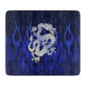 Planche À Découper Dragon Bleu dans Chrome Carbon course flammes (Devant)