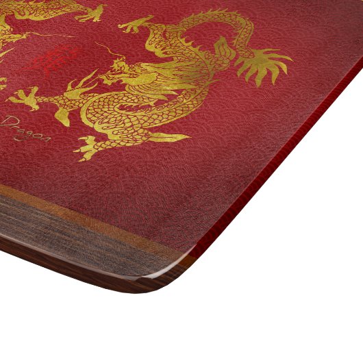Planche À Découper Dragon chinois d'or avec vieux Ideogramme CB (Coin)