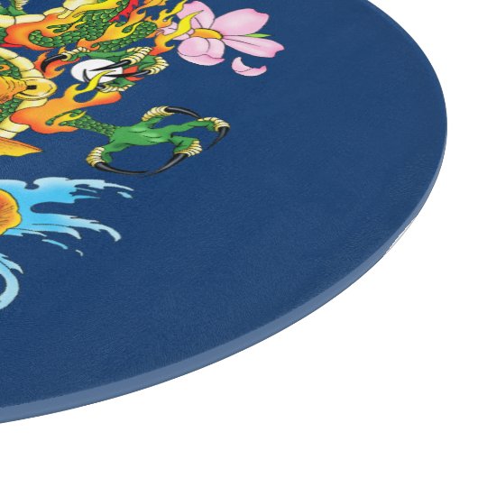 Planche À Découper Dragon chinois vert Koi (Coin)