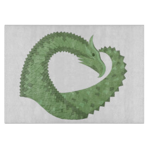 Planche À Découper Dragon de coeur vert olive blanc