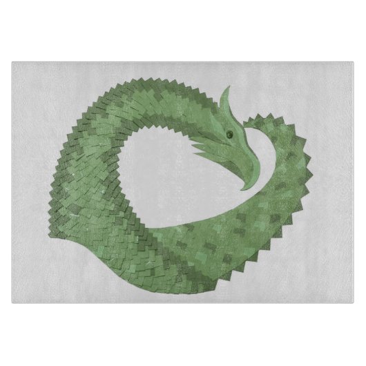 Planche À Découper Dragon de coeur vert olive blanc (Devant)