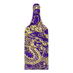 Planche À Découper Dragon d'or embouti sur papier satin violet