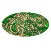 Planche À Découper Dragon en or embouti sur impression de satin vert (Coin)