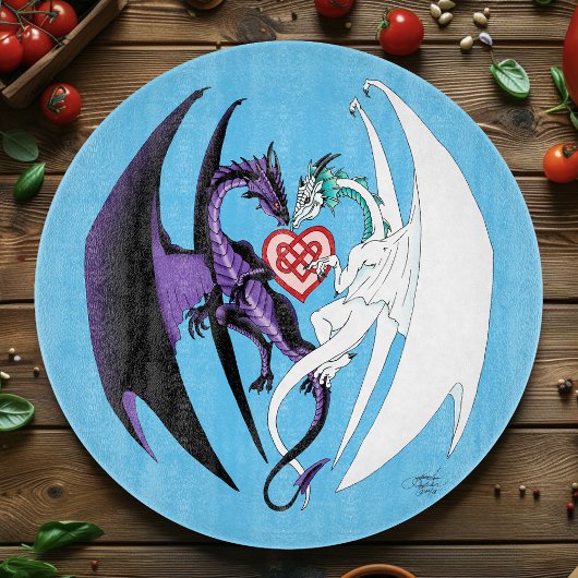 Planche À Découper Dragon Love Heart Blue