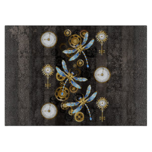 Planche À Découper Dragonflies de Steampunk sur arrière - plan rayé b