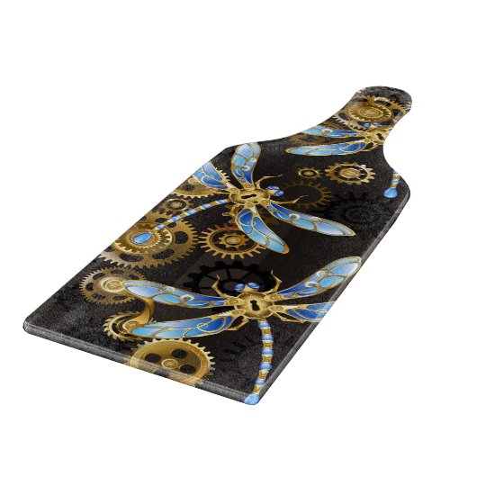 Planche À Découper Dragonflies de Steampunk sur arrière - plan rayé b (Coin)