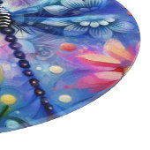 Planche À Découper Dragonfly Abstraite lunaire Floral Turquoise Rose (Coin)