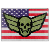 Planche À Découper Drapeau américain ailes de crâne de l'armée (Devant)