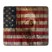 Planche À Découper Drapeau américain dans le bord en bois (Devant)