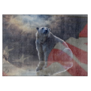 Planche À Découper Drapeau américain de l'Ours polaire de l'Alaska