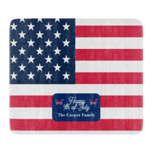 Planche À Découper Drapeau américain patriotique Joyeux 4 juillet Nom