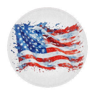 Planche À Découper Drapeau américain USA Aquarelle 4 juillet