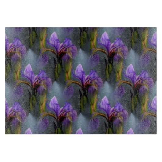 Planche À Découper Drapeau bleu Iris Fleur Nature Motif d'art (Devant)