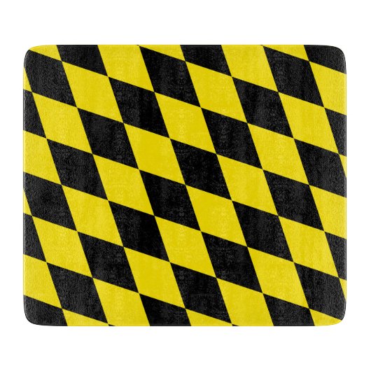 Planche À Découper Drapeau diamant de Bavière noire et jaune Motif (Devant)