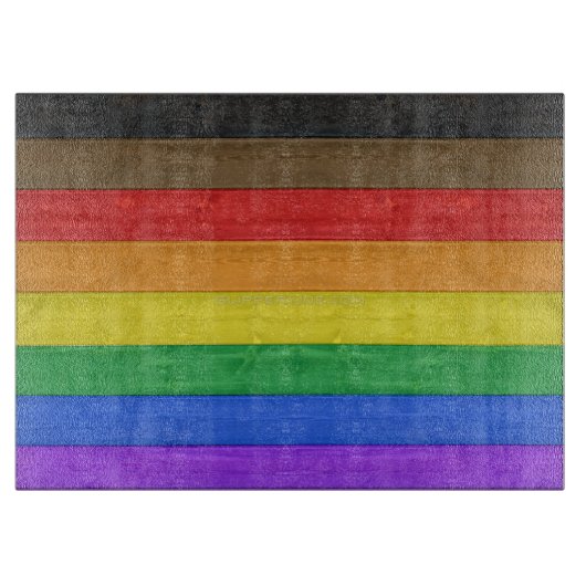 Planche À Découper Drapeau gay pride inclusif SlipperyJoe ru texturé (Devant)
