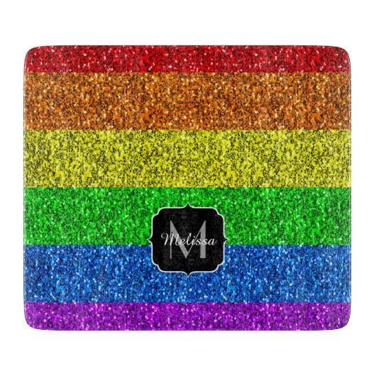 Planche À Découper Drapeau LGBT vibrante parties scintillant arc-en-c (Devant)