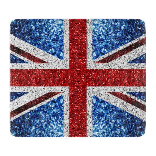 Planche À Découper Drapeau rouge bleu blanc brillant parties scintill (Devant)